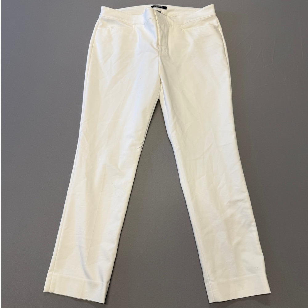 Chaps Women's White Straight Leg Cropped Pants Size 14
